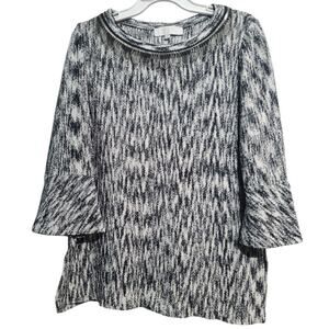 Misook Chain Neckline Detail Bell Sleeve Sweater